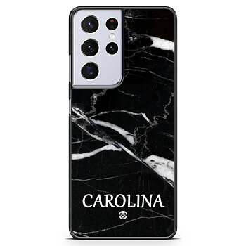 Samsung Galaxy S21 Ultra Custom Case - Black Marble Name