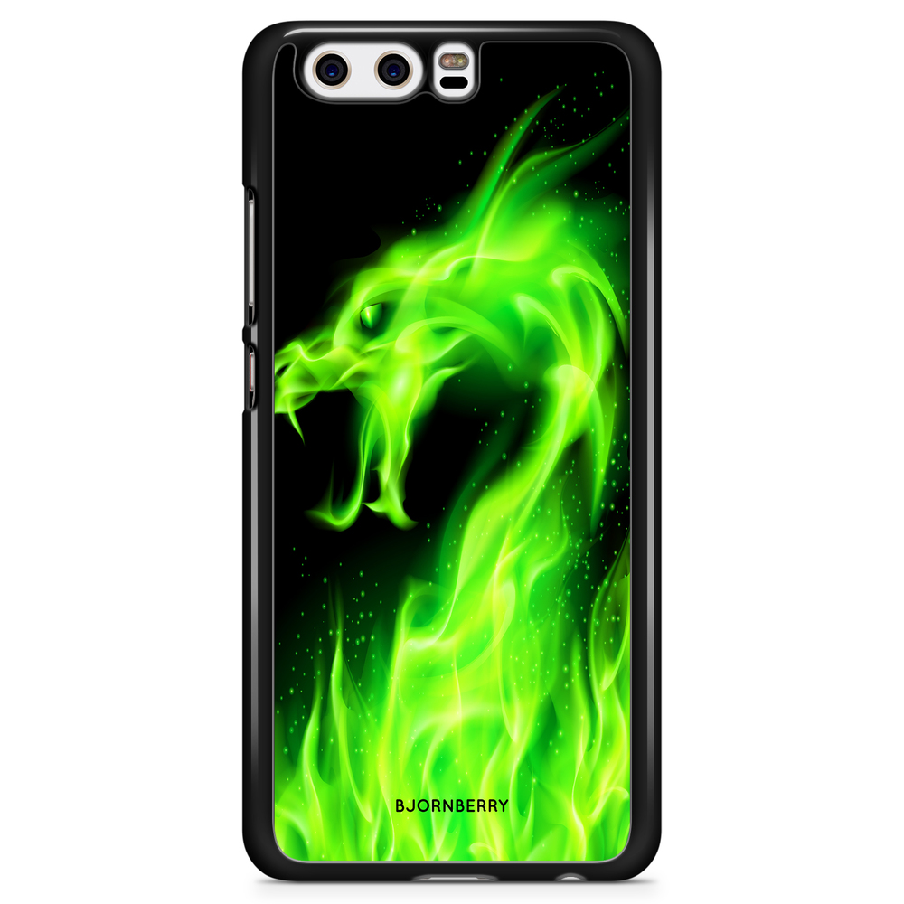 Huawei P10 Case - Green Flames Dragon
