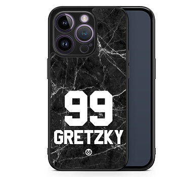 iPhone 14 Pro Custom Skal - Svart Marmor Nummer