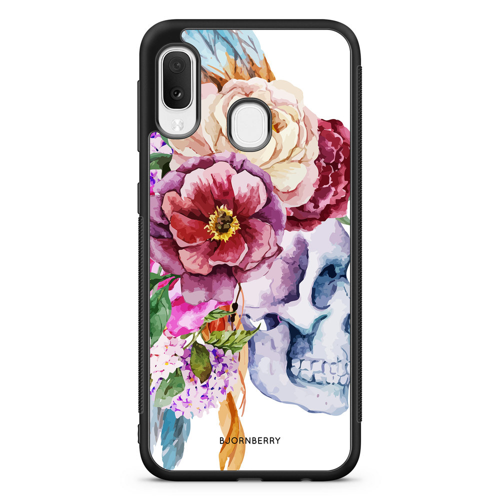Samsung Galaxy A20e Case - Skull & Flowers