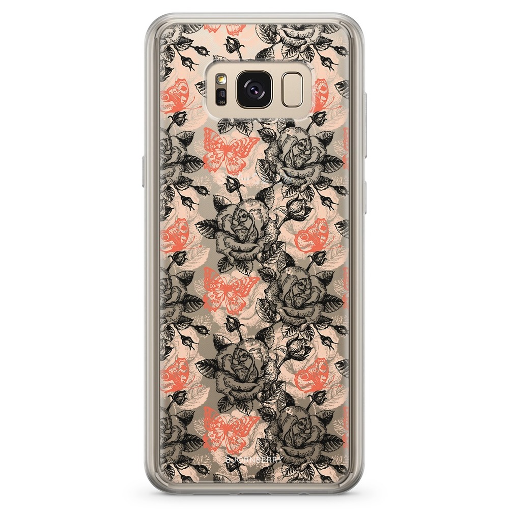 Samsung Galaxy S8 Plus Fashion Skal - Fjärilar & Rosor