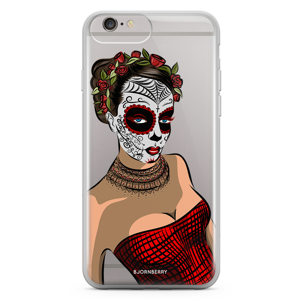 iPhone 6 Plus/6s Plus Fashion Case - Skull Mask Flowers