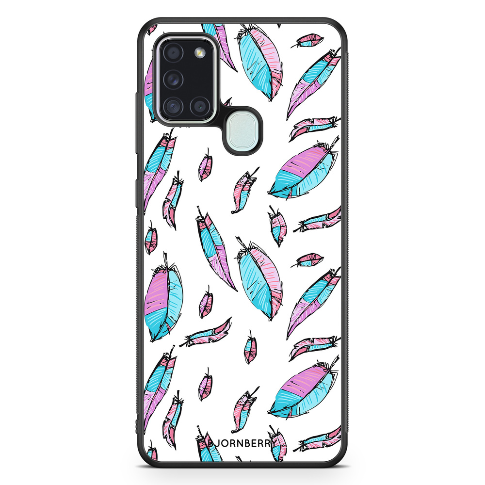 Samsung Galaxy A21s Case - Pink/Blue Feathers