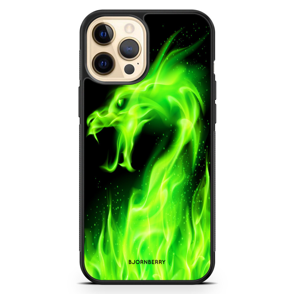 iPhone 12 Pro Max Case - Green Flames Dragon