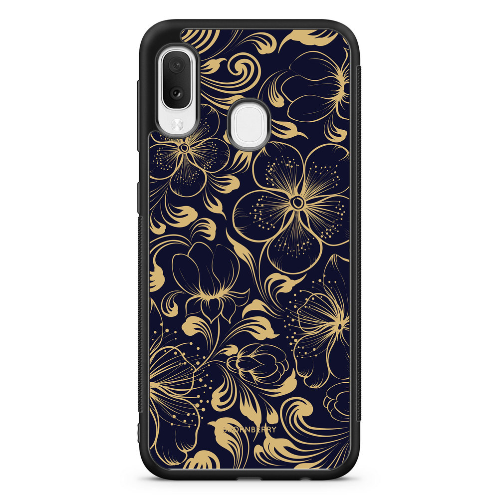 Samsung Galaxy A20e Case - Dark Blue Flowers