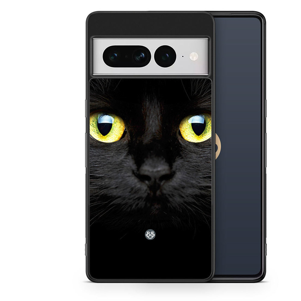 Google Pixel 7 Pro Case - Black Cat Closeup