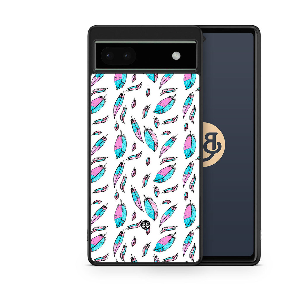 Google Pixel 6a Case - Pink/Blue Feathers