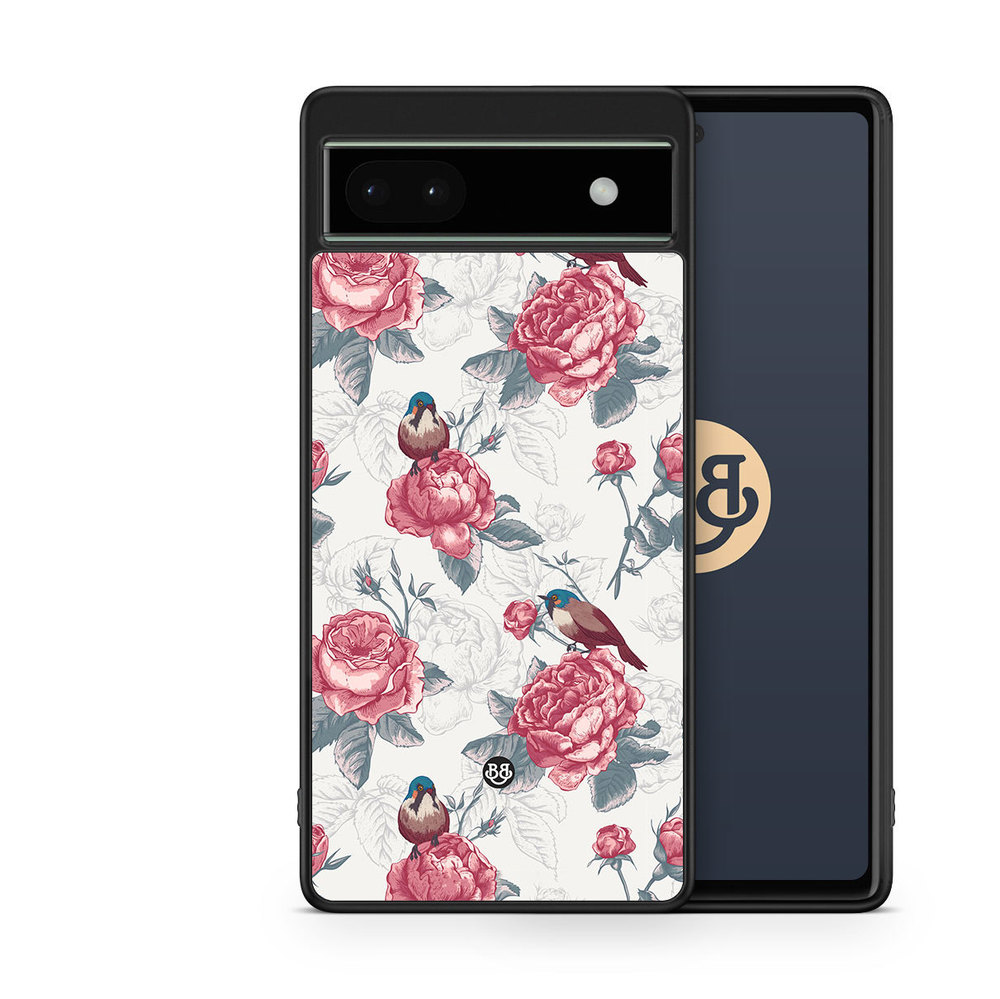 Google Pixel 6a Case - Roses and Birds