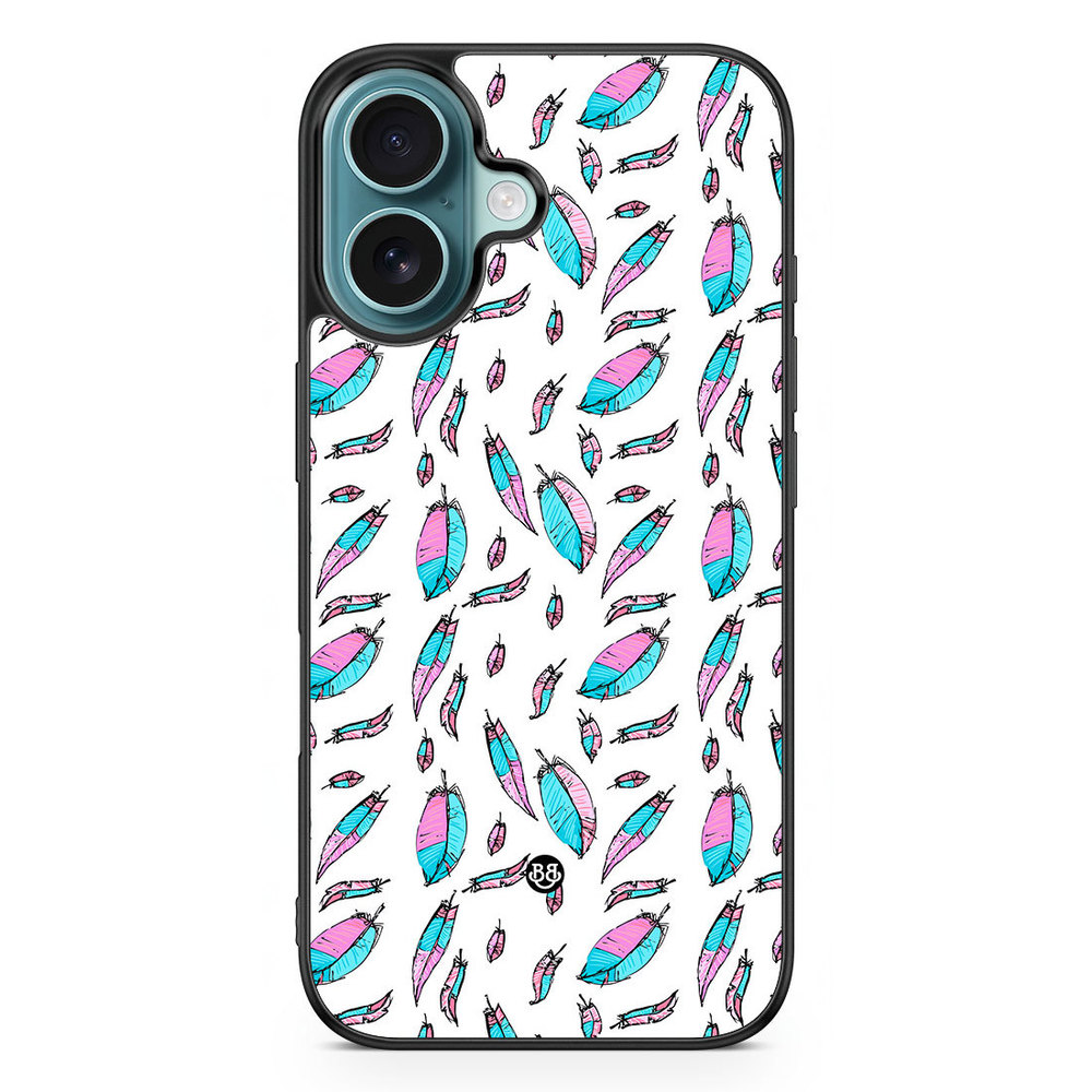 iPhone 16 Case - Pink/Blue Feathers