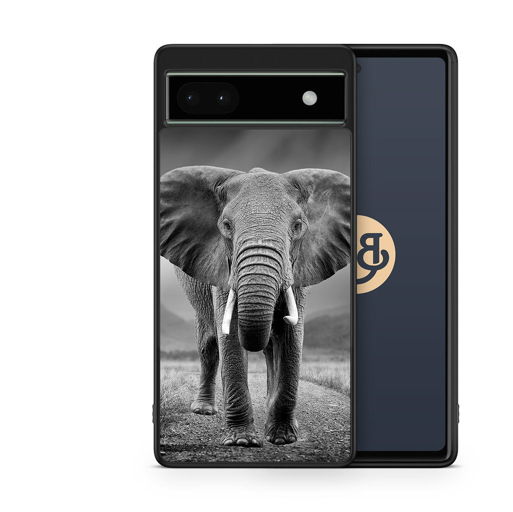 Google Pixel 6a Case - Black/white Elephant