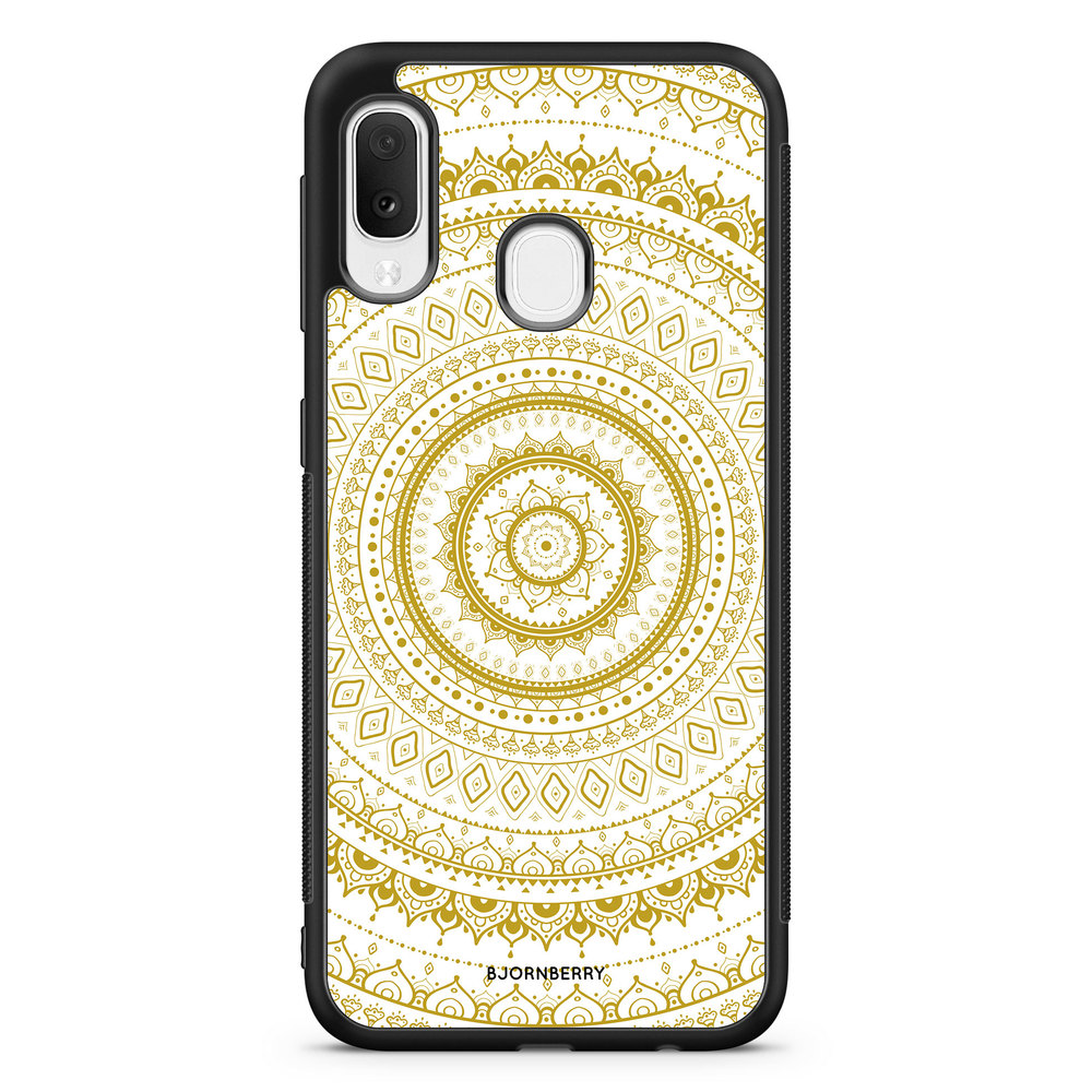 Samsung Galaxy A20e Case - White Gold Mandala