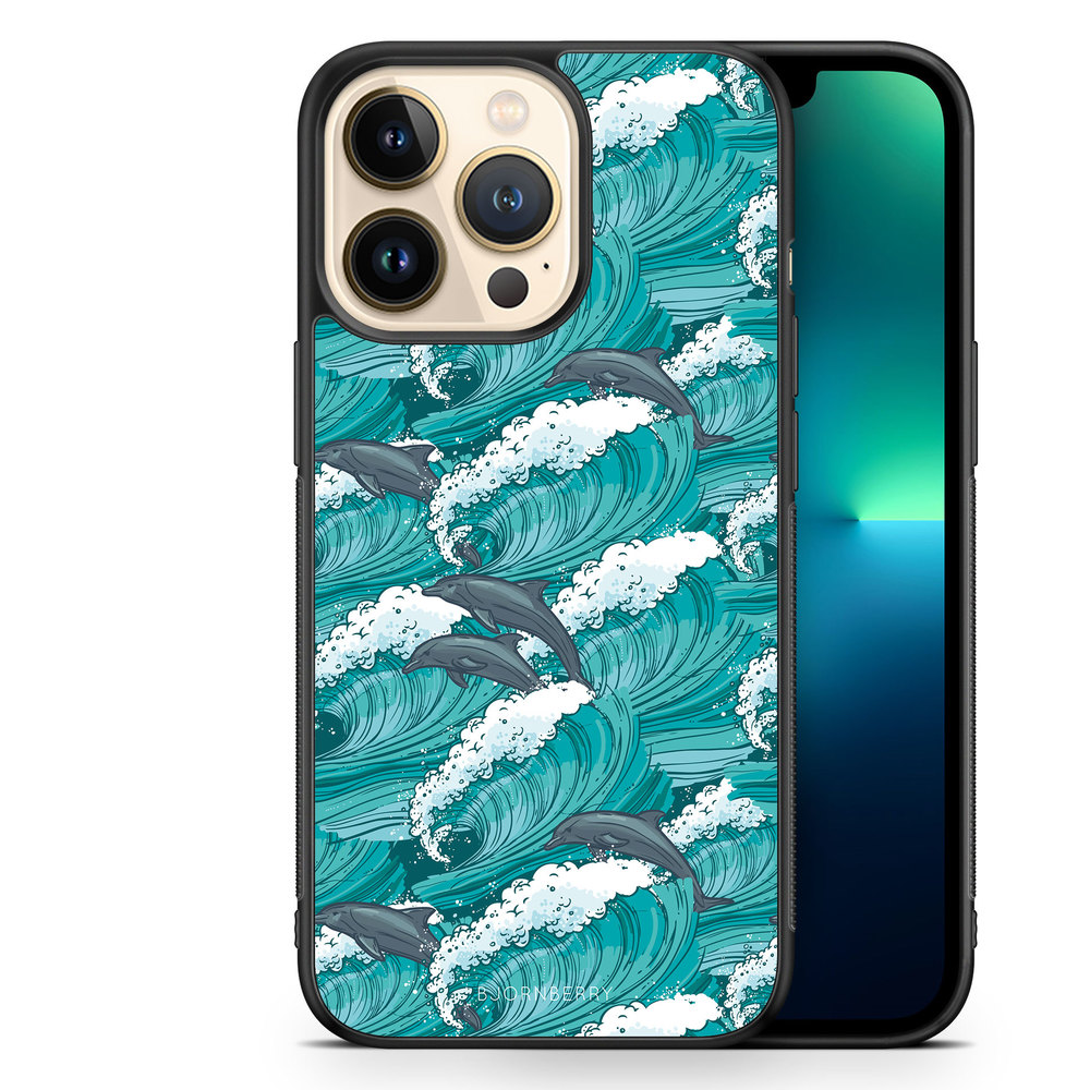 iPhone 13 Pro Case - Waves And Dolphins
