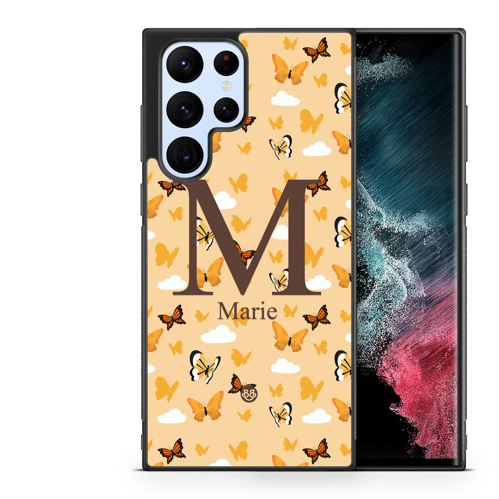 Samsung Galaxy S23 Ultra 5G Custom Skal - AWAKEN - Orange Butterfly