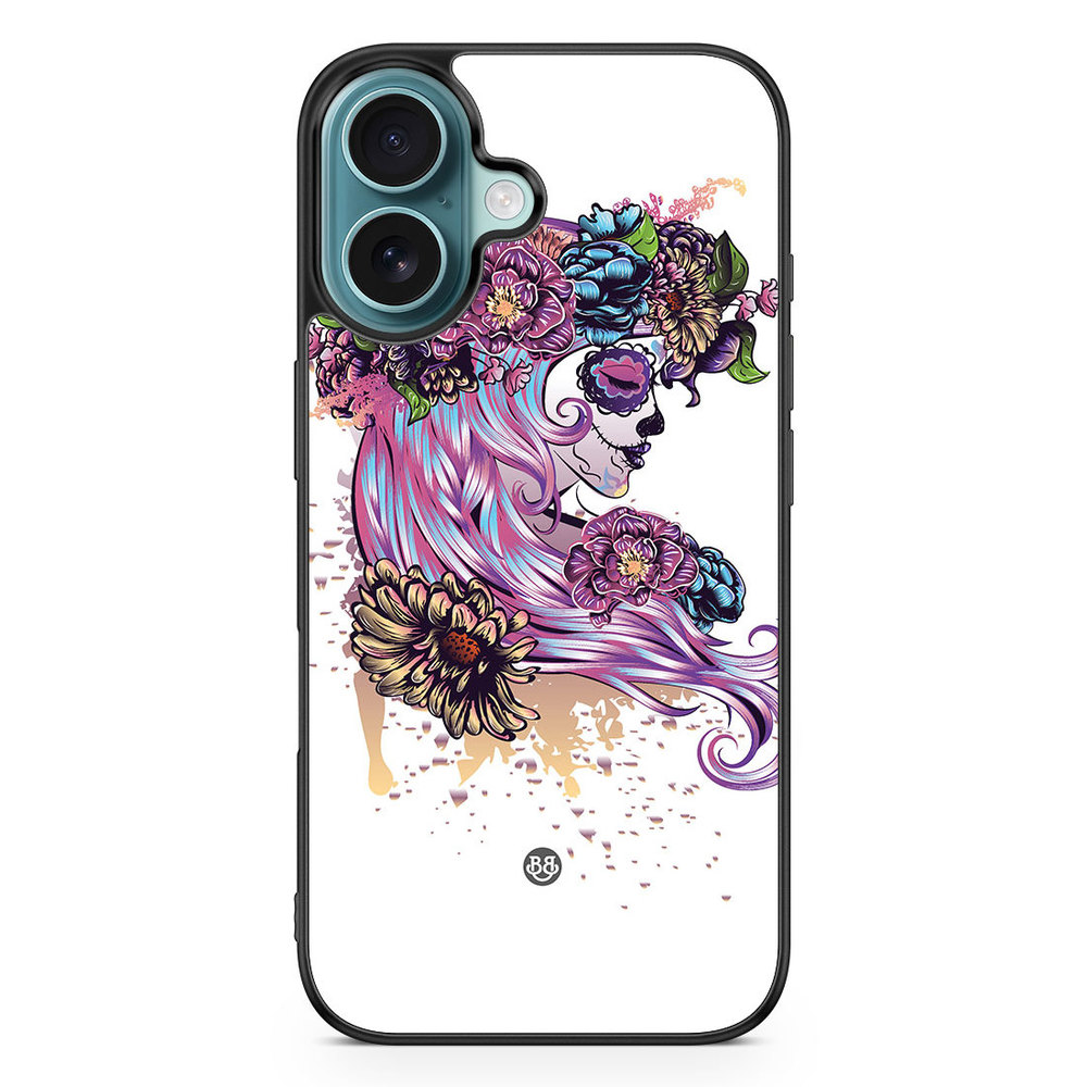 iPhone 16 Case - Skull Girl Flowers