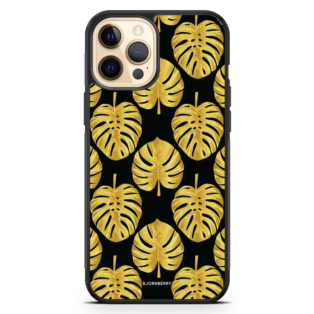 iPhone 12 Pro Max Case - Gold Monstera