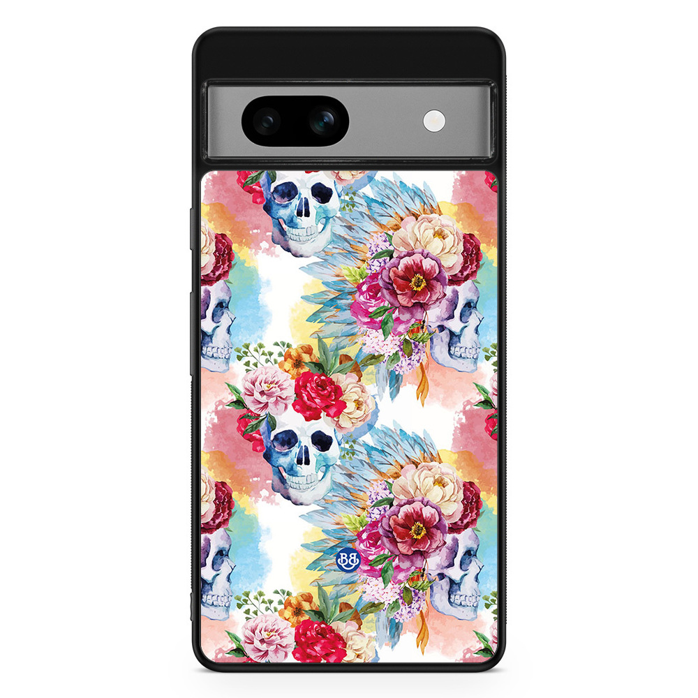 Google Pixel 7a Case - Skulls And Flowers