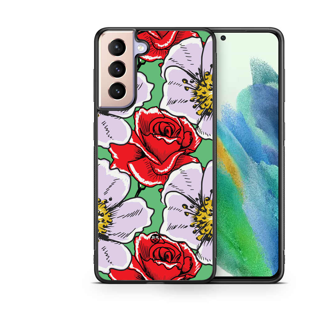 Samsung Galaxy S21 FE 5G Case - Red & White Floral