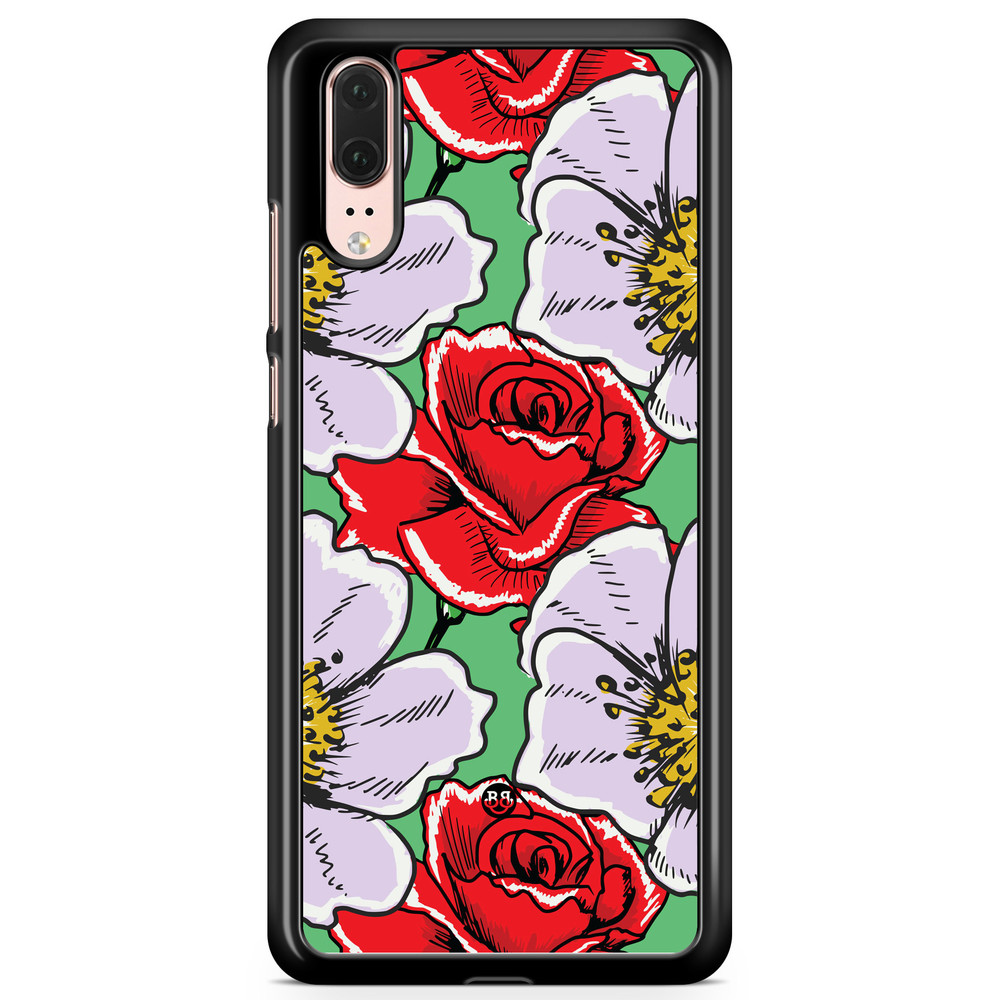 Huawei P20 Case - Red & White Floral
