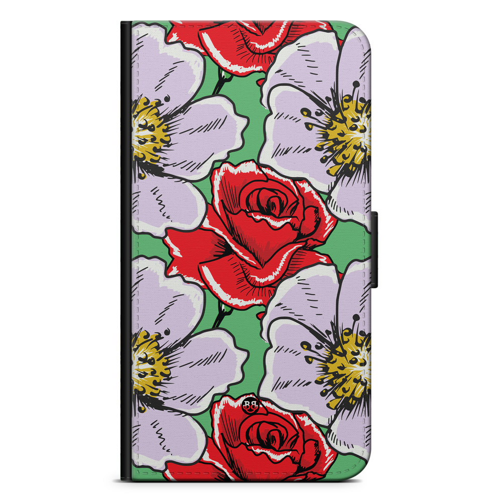 Samsung Galaxy Note 8 Plånboksfodral - Rött & Vitt Blomster
