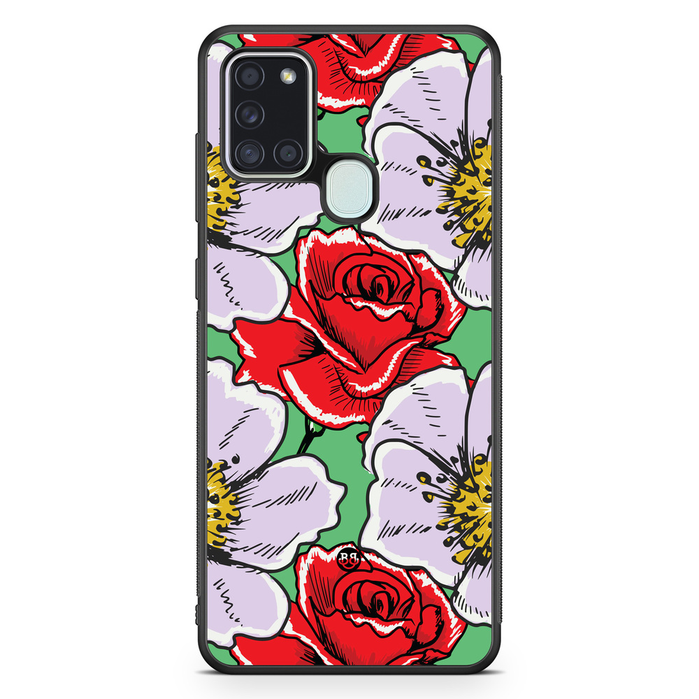 Samsung Galaxy A21s Case - Red & White Floral