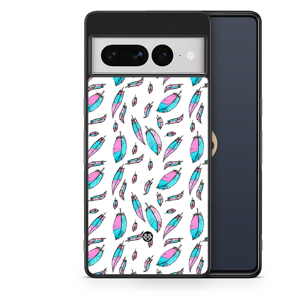 Google Pixel 7 Pro Case - Pink/Blue Feathers