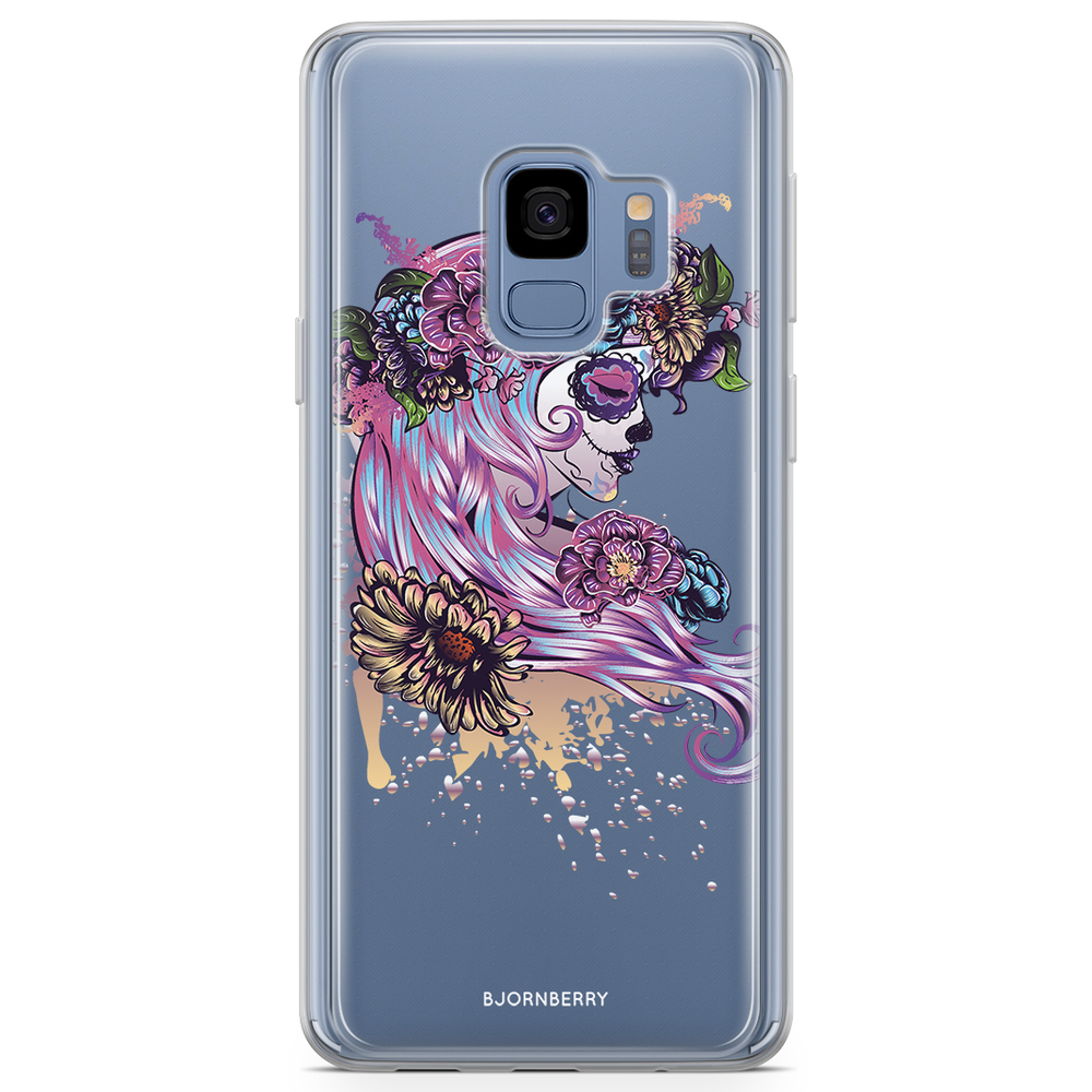 Samsung Galaxy S9 Fashion Case - Skull Girl Flowers