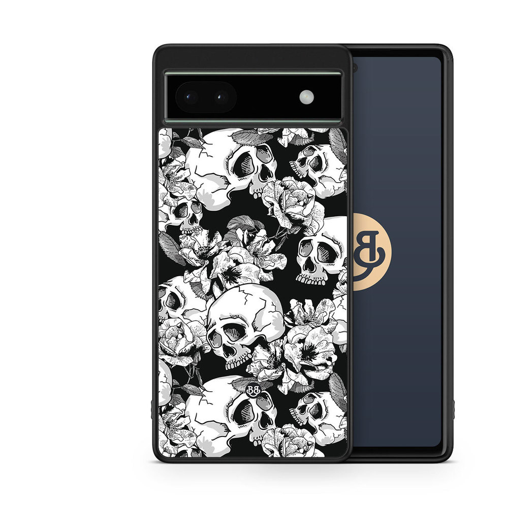 Google Pixel 6a Case - Skull & Roses