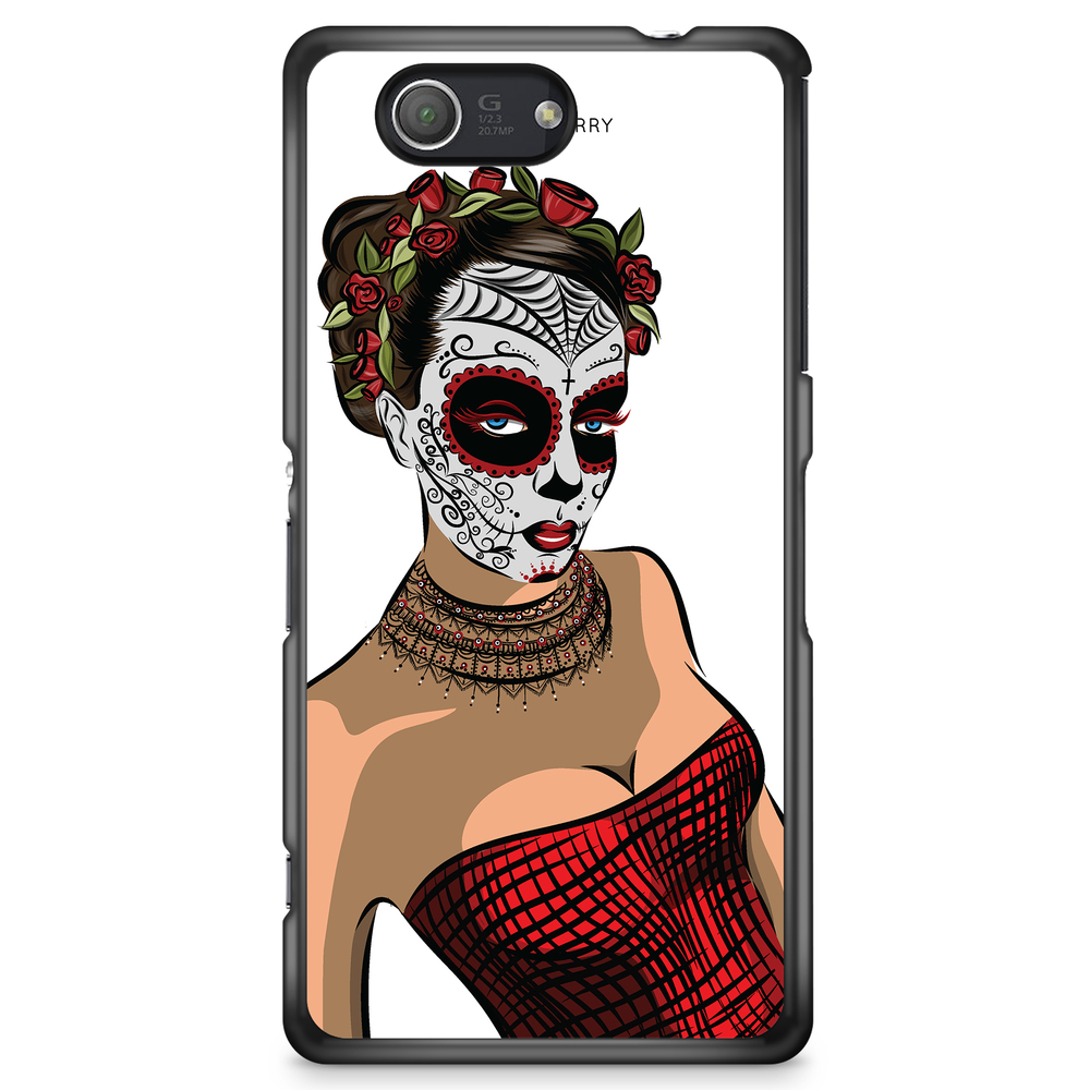 Sony Xperia Z3 Compact Case - Skull Mask Flowers