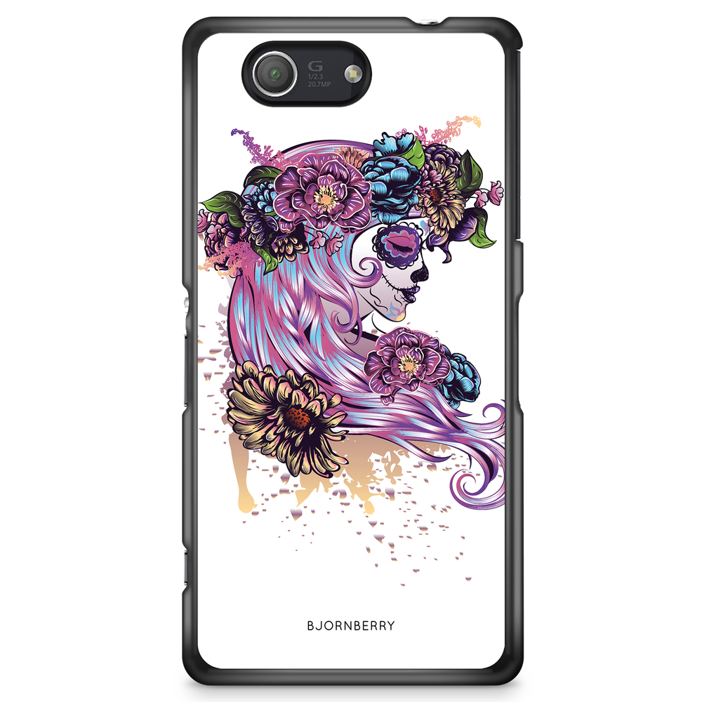 Sony Xperia Z3 Compact Case - Skull Girl Flowers