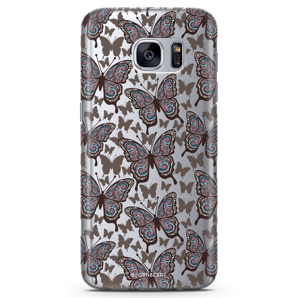 Samsung Galaxy S7 Genomskinligt Skal - Färgglada Fjärilar | Mobilskal & Mobilfodral BJORNBERRY