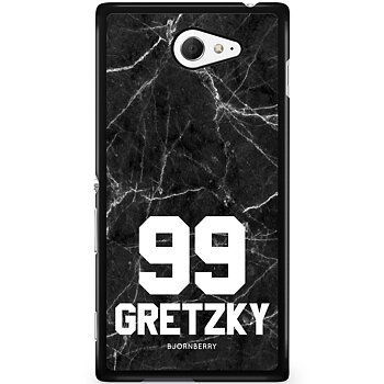 Sony Xperia M2 Aqua Skal Custom - Svart Marmor Nummer