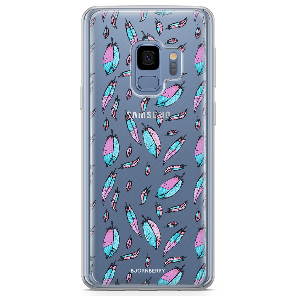 Samsung Galaxy S9 Fashion Case - Pink/Blue Feathers