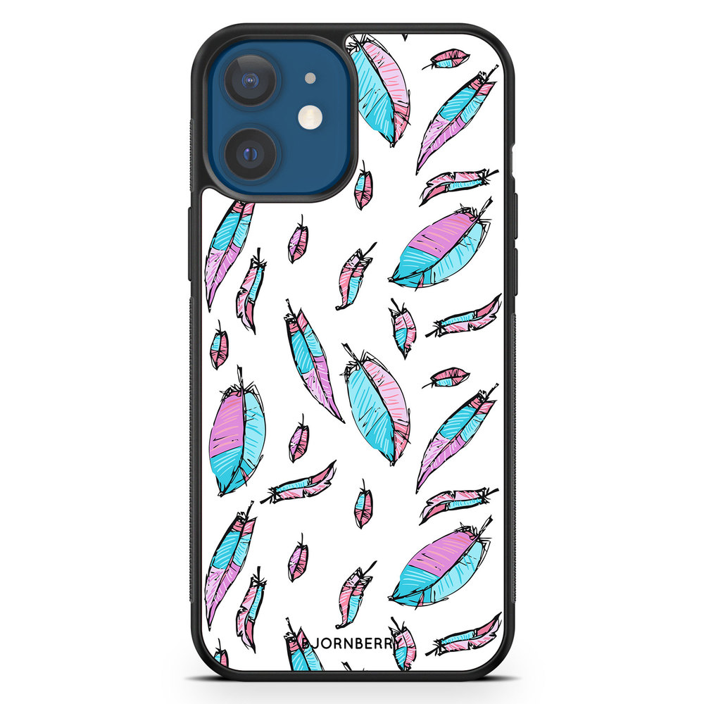 iPhone 12 Mini Case - Pink/Blue Feathers