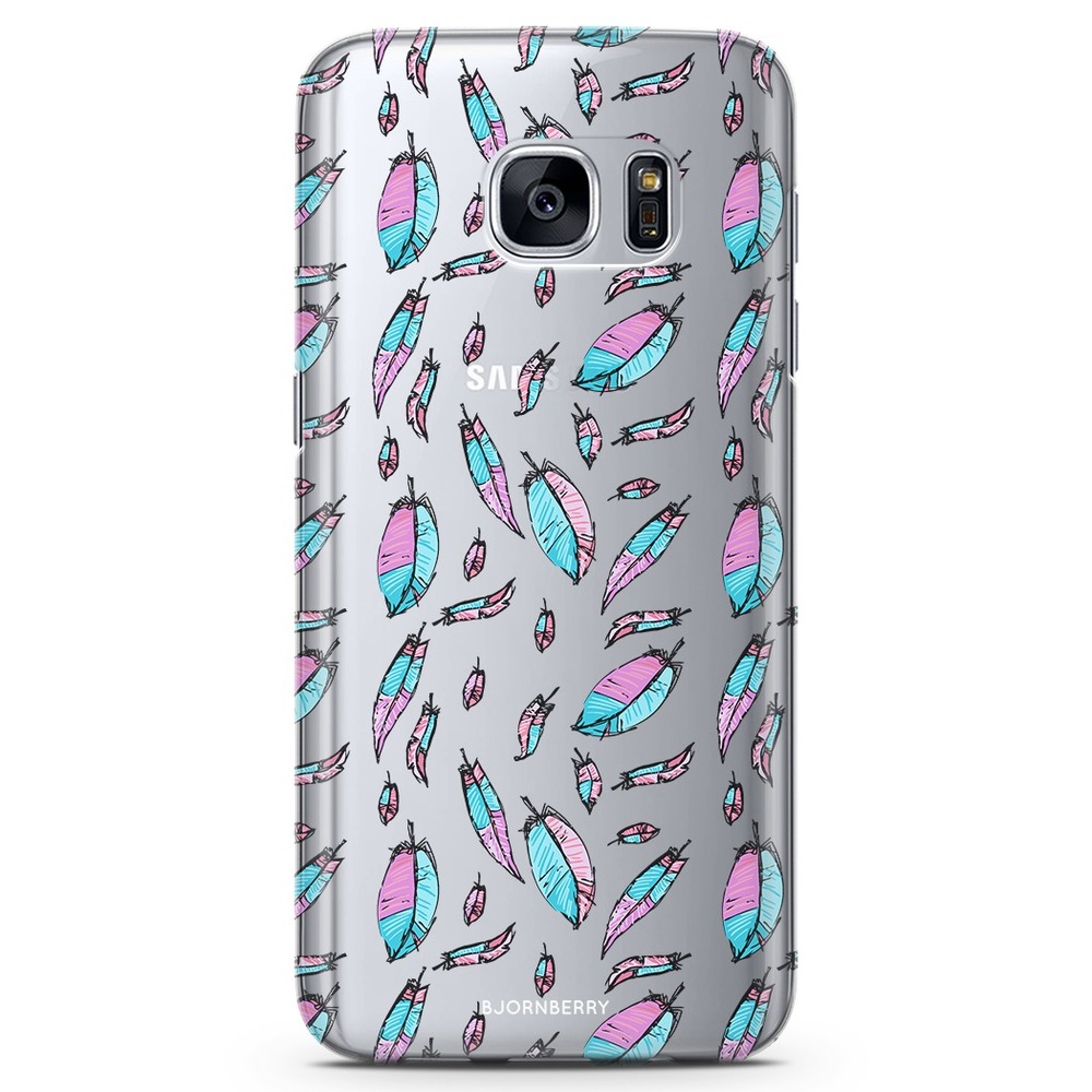 Samsung Galaxy S7 TPU Case - Pink/Blue Feathers