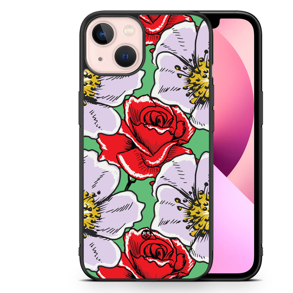 iPhone 13 Case - Red & White Floral