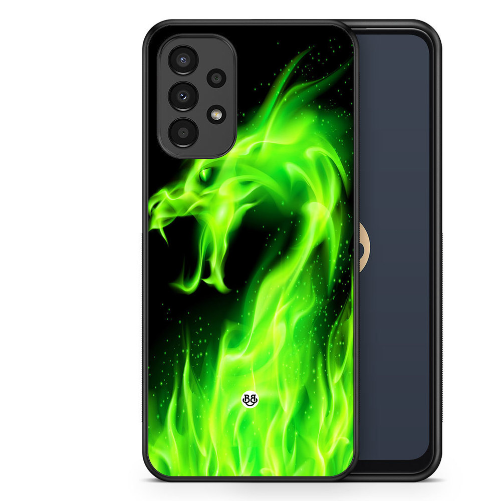 Samsung Galaxy A13 Case - Green Flames Dragon