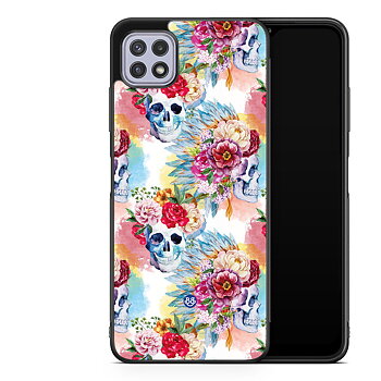 Samsung Galaxy A22 4G Case - Skulls And Flowers