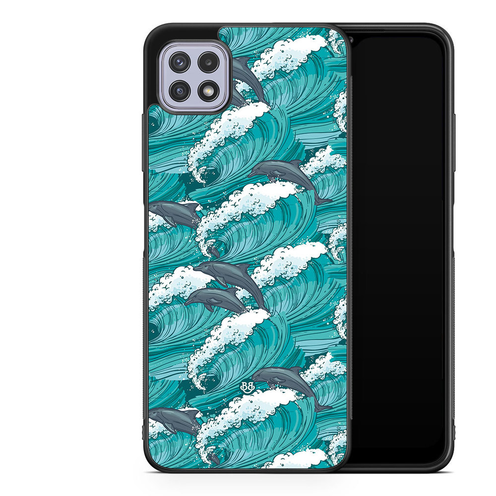 Samsung Galaxy A22 4G Case - Waves and Dolphins