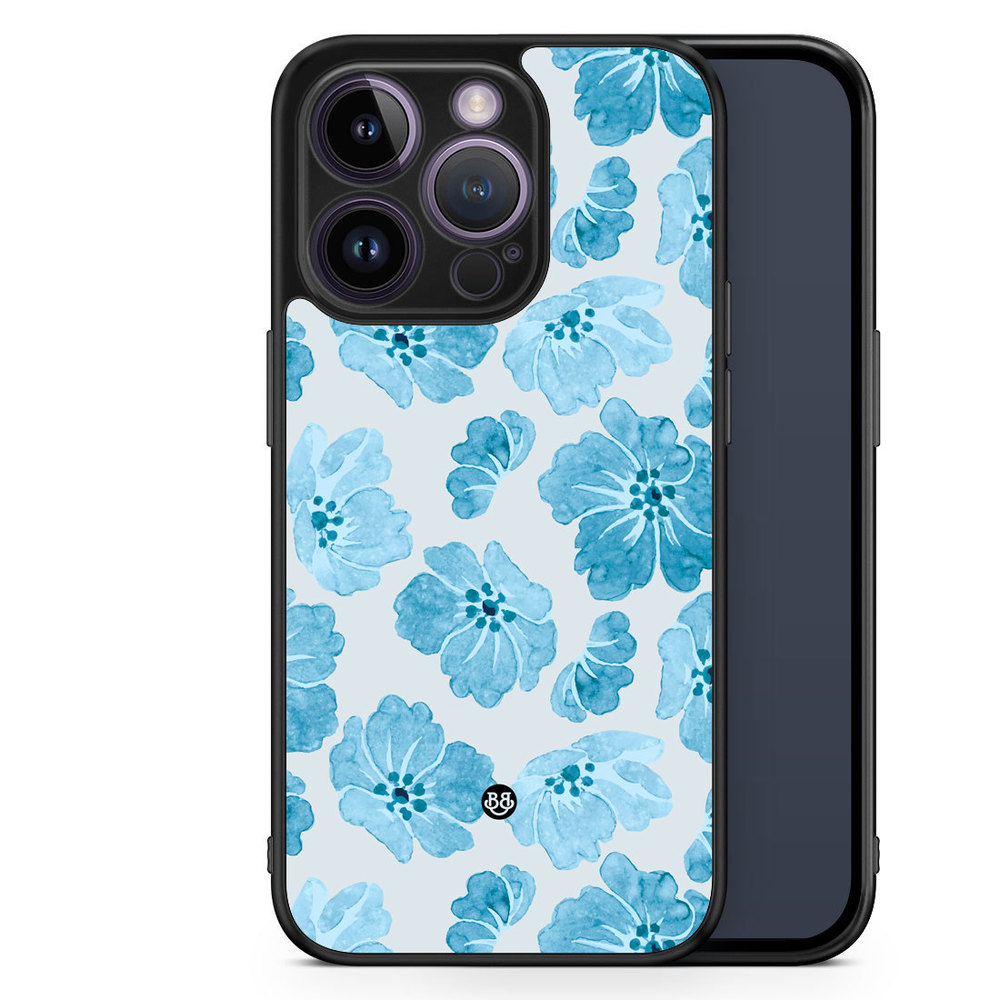 iPhone 14 Pro Skal - WILD BLOOM - Blue Petals