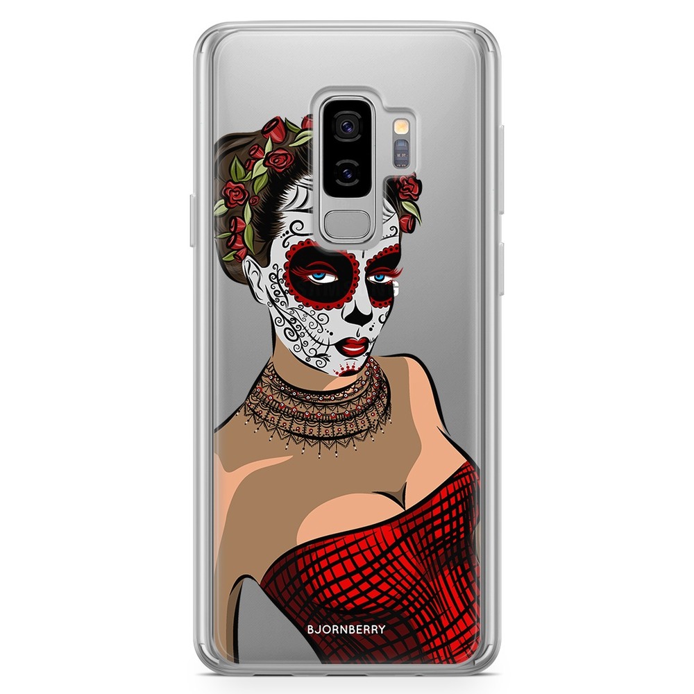 Samsung Galaxy S9 Plus Fashion Skal - Döskalle Maskblommor