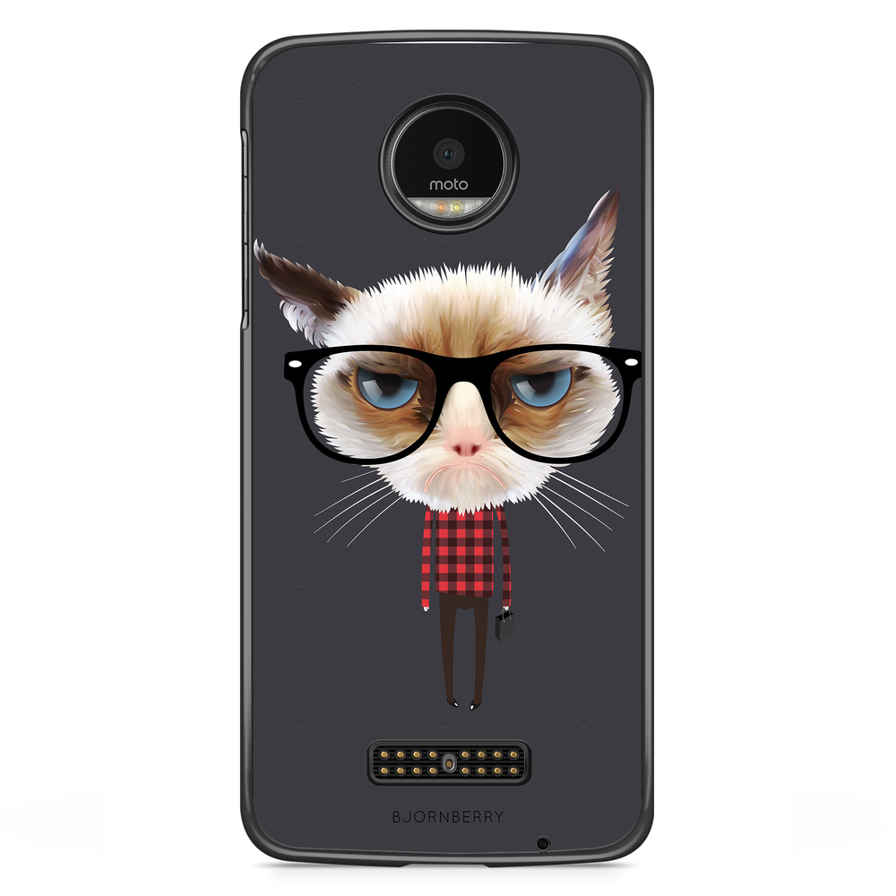 Moto Z2 Play Case - Hipster Cat