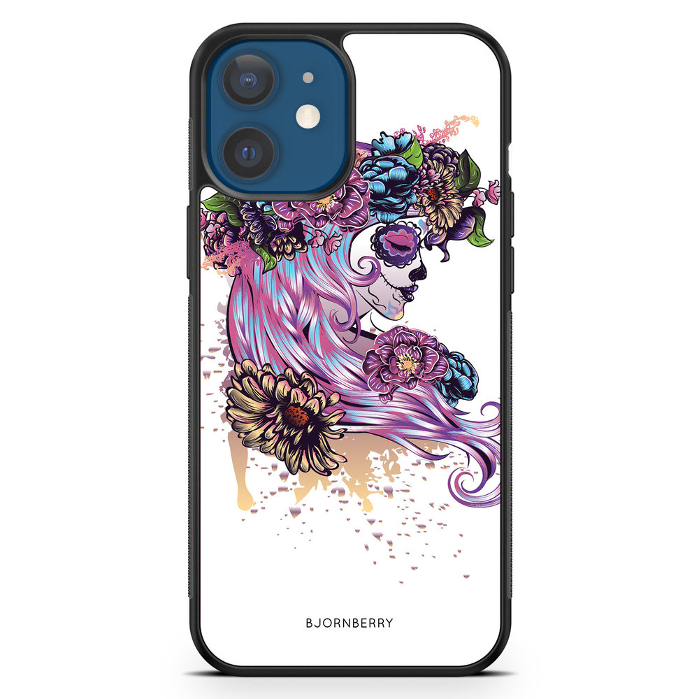iPhone 12 Mini Case - Skull Girl Flowers