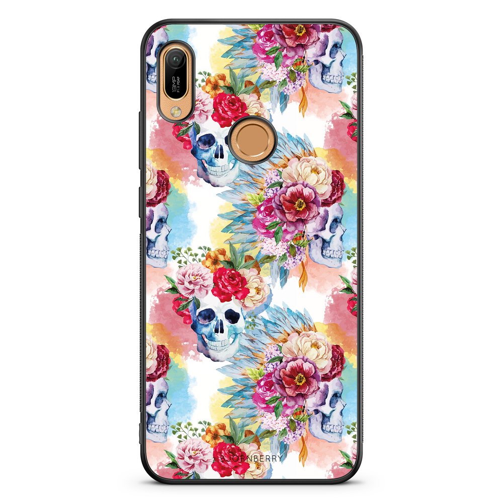 Huawei Y6 2019 Case - Skulls And Flowers