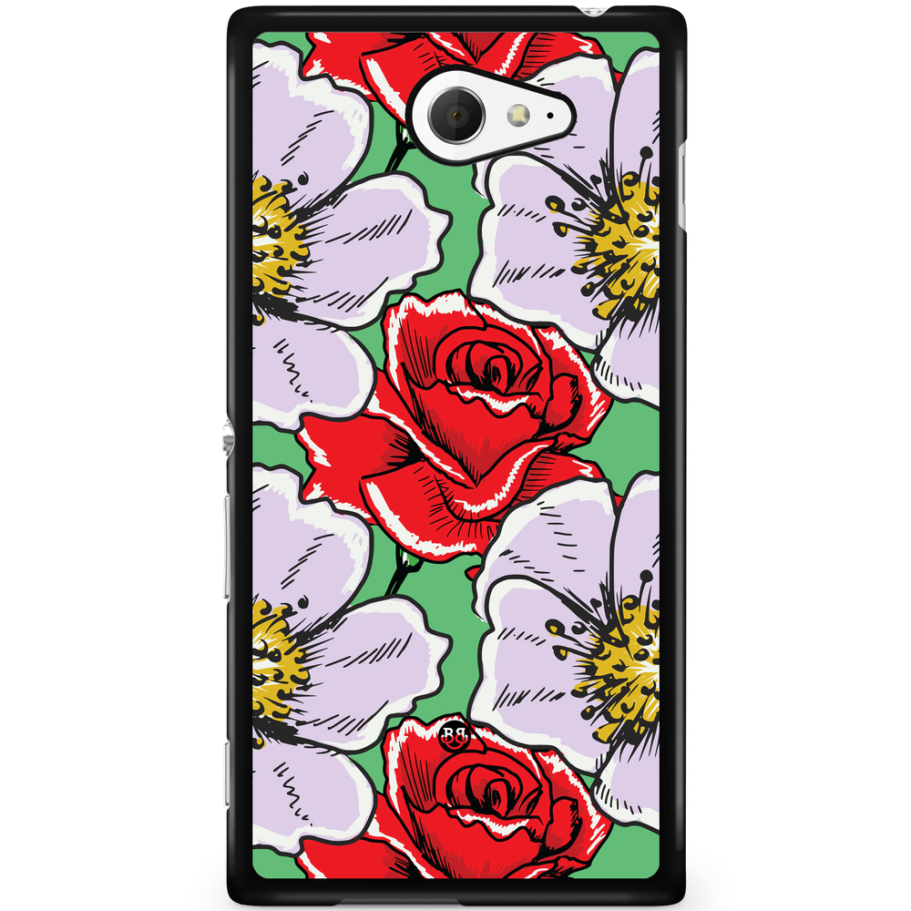 Sony Xperia M2 Aqua Case - Red & White Floral