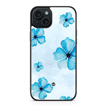 iPhone 15 Plus Skal - WILD BLOOM - Blue Bloom