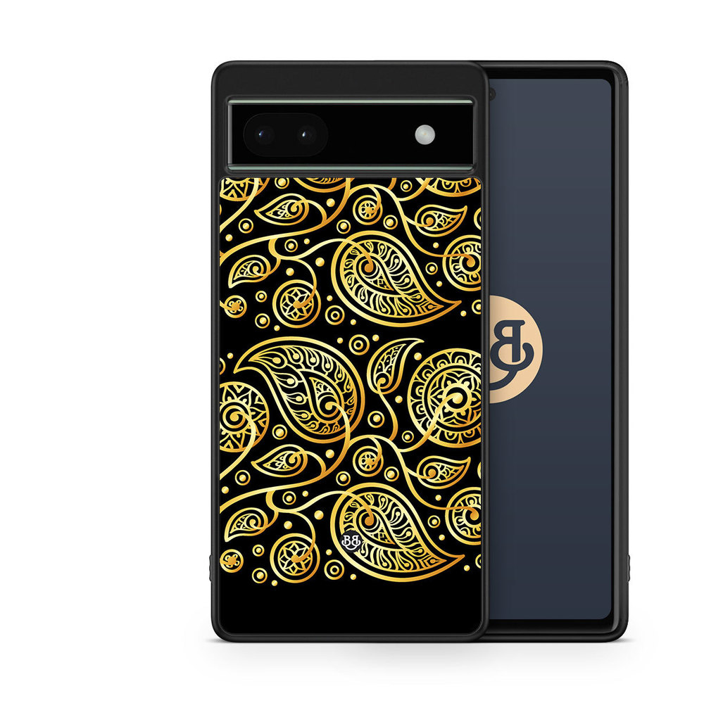 Google Pixel 6a Skal - Guld Blommor