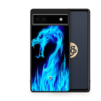 Google Pixel 6a Skal - Blå Flames Dragon
