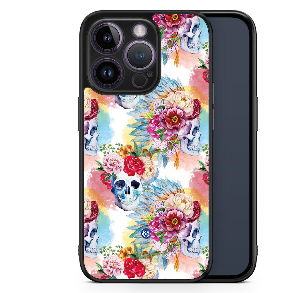 iPhone 14 Pro Case - Skulls And Flowers