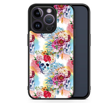 iPhone 14 Pro Case - Skulls And Flowers
