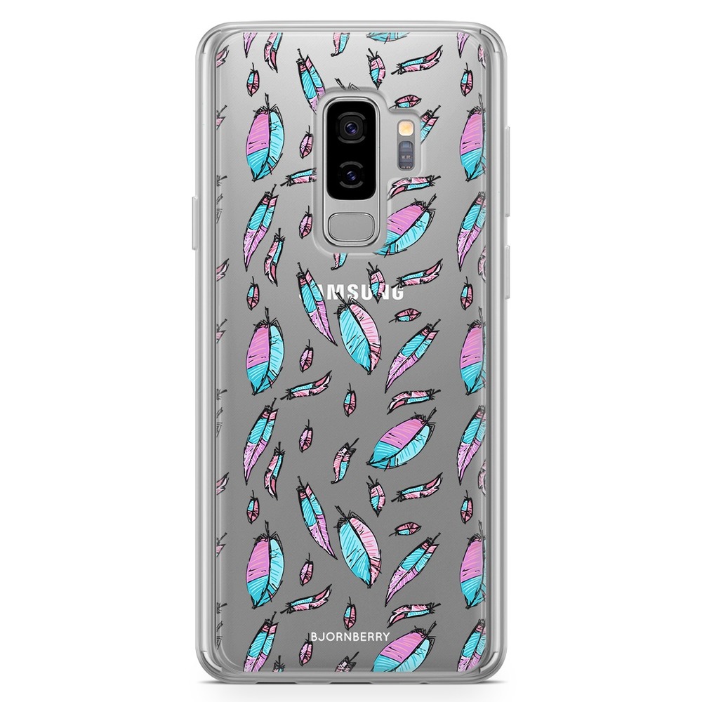 Samsung Galaxy S9 Plus Fashion Case - Pink/Blue Feathers